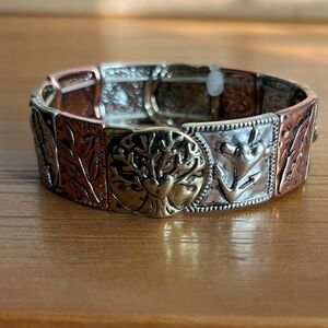 NWT Apricot Lane Boutique Multi Tone Bracelet Hammered Metal Inspirational